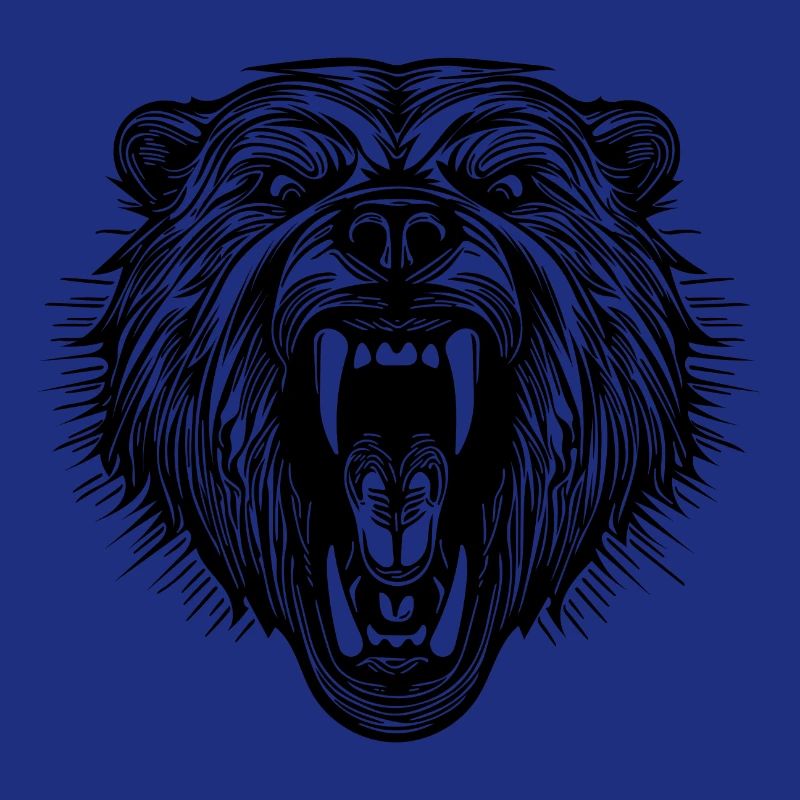 Angry bear's head with sharp teeth