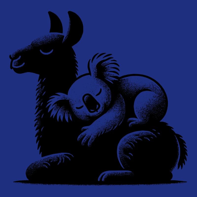 Sleeping koala on a sleeping llama