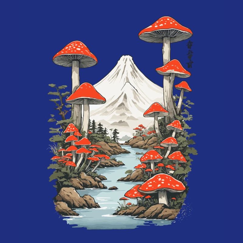 Magic Mushroom Panorama Vintage Toadstool Design