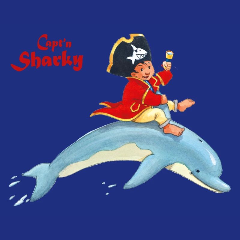 Käpt'n Sharky Reitet Auf Einem Delfin