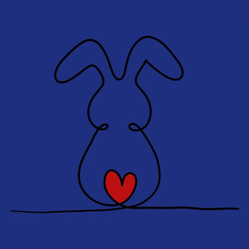 Lapin à une ligne avec queue rouge