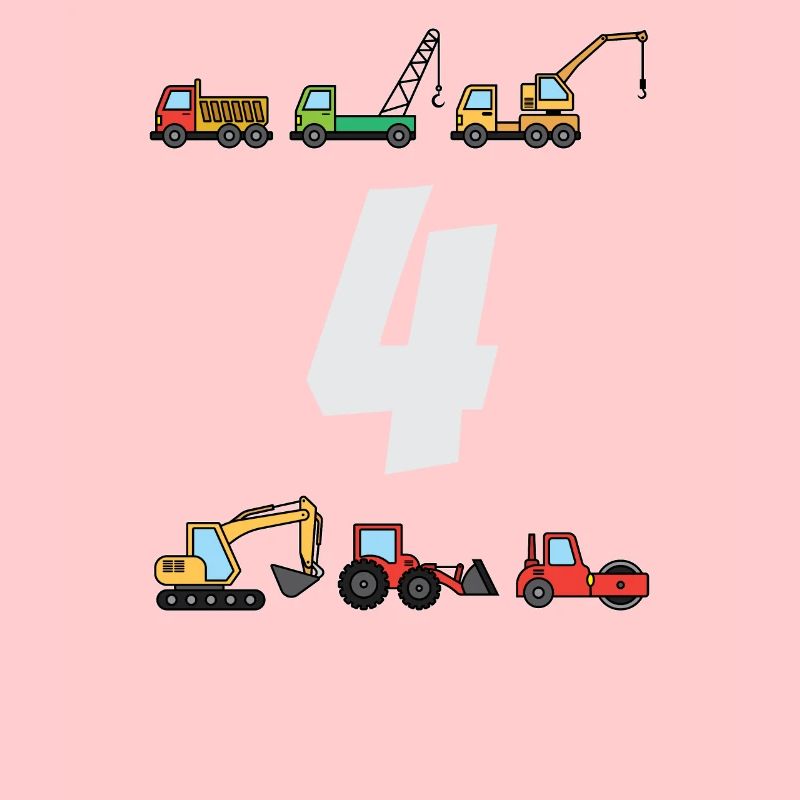 Geburtstag 4. Junge Baustelle Bagger LKW Geschenk