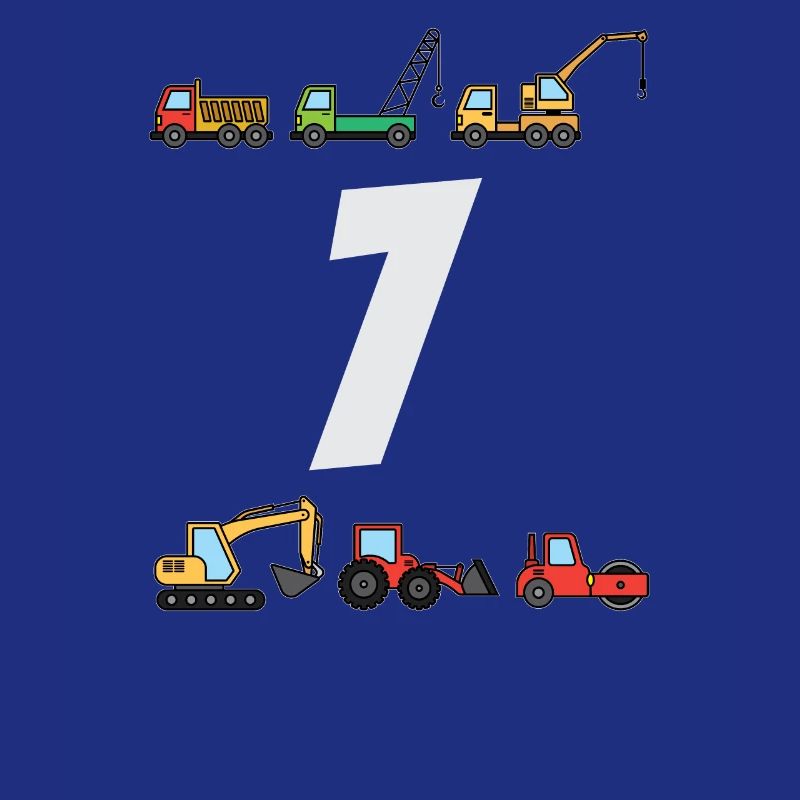 7 Geburtstag Junge Baustelle Kran Bagger Geschenk