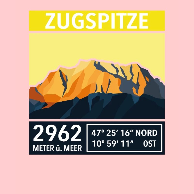 Zugspitze Garmisch Bavaria Vintage Low Poly Summit