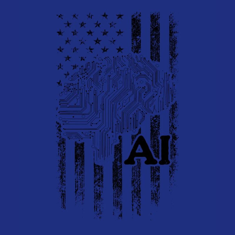 AI US Flag Artificial Intelligence Technology