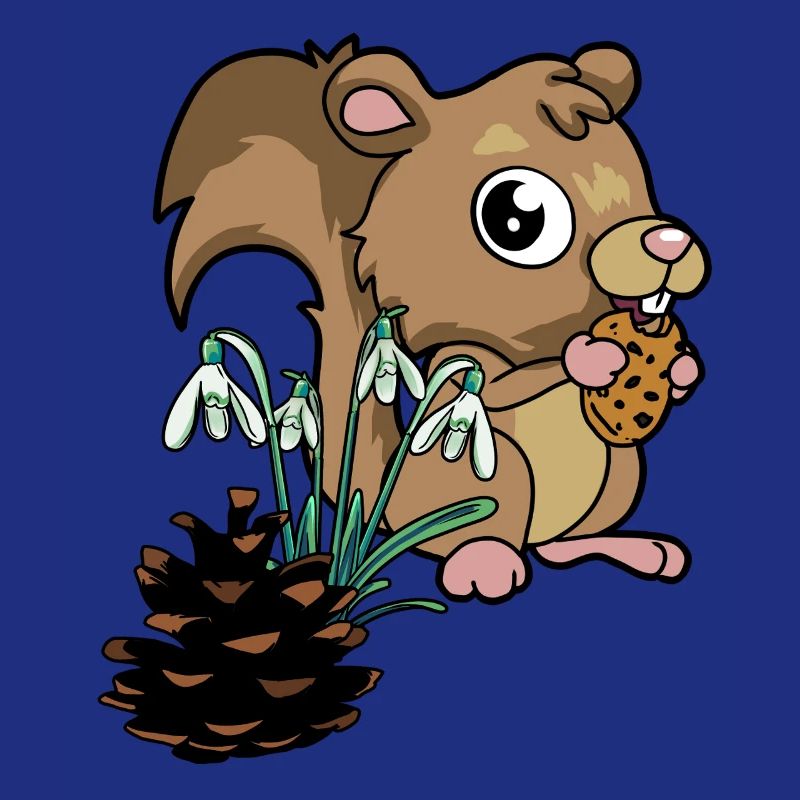 Forest Animals Spring Squirrel Snowdrops