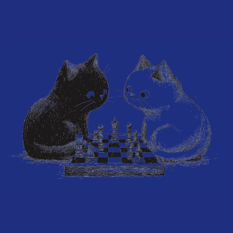 Two cats playing chess
