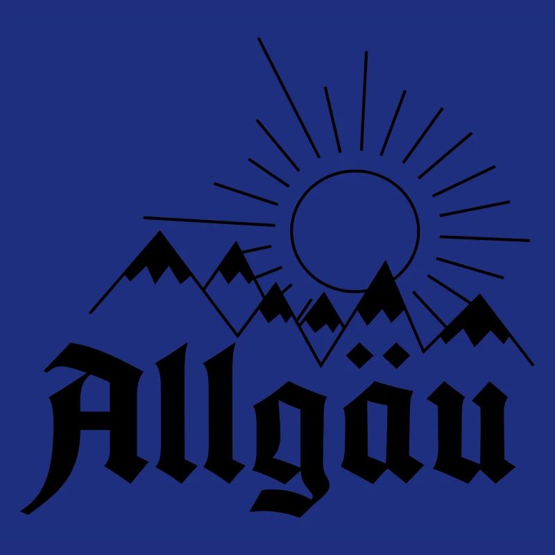 Allgäu Schriftzug mit Bergen und Sonne - Geschenk