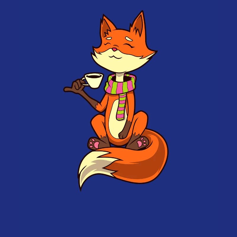 Fox drinks coffee - coffee drinker