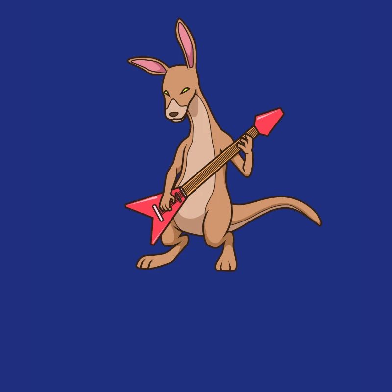 Comic Kangaroo joue de la guitare électrique