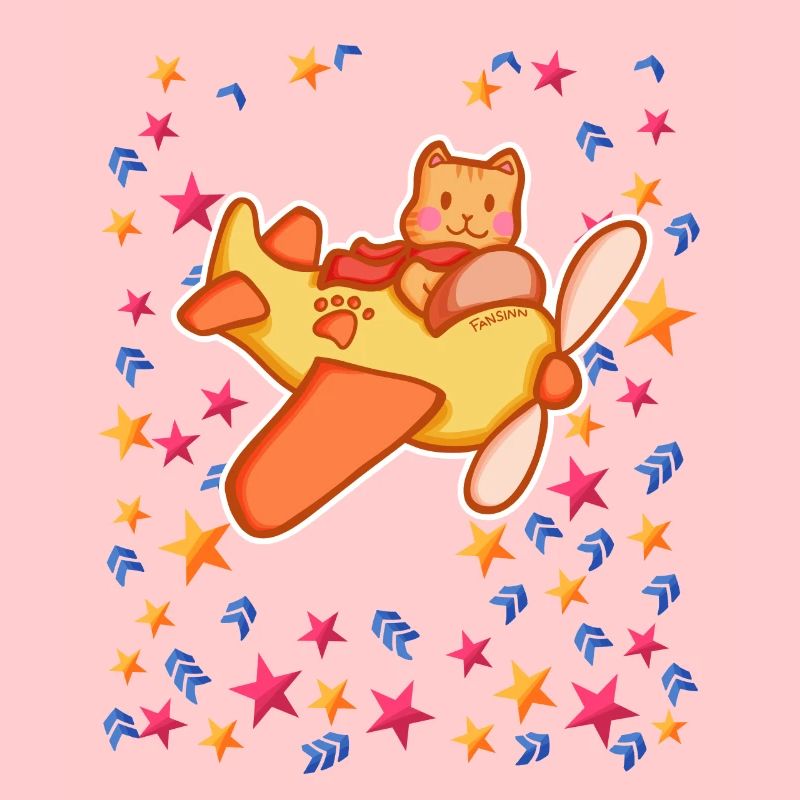 Cat pilot in the starry sky