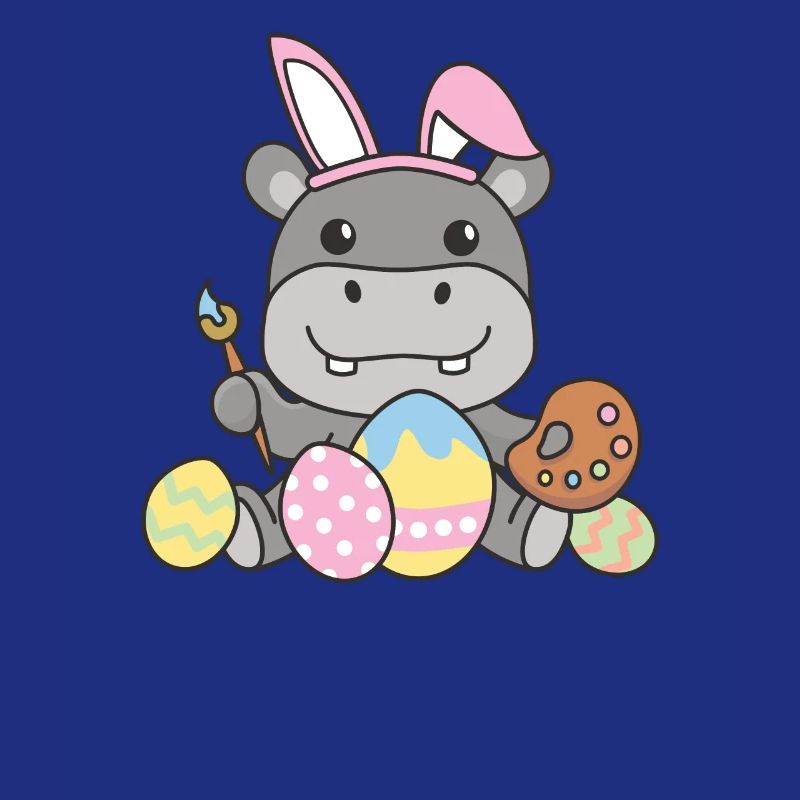 happy easter sweet hippo Easter with Easter eggs