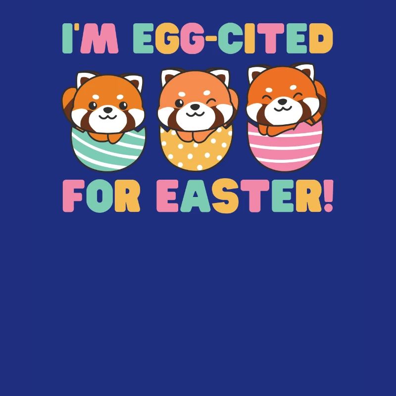 cute red pandas at Easter with Easter eggs red