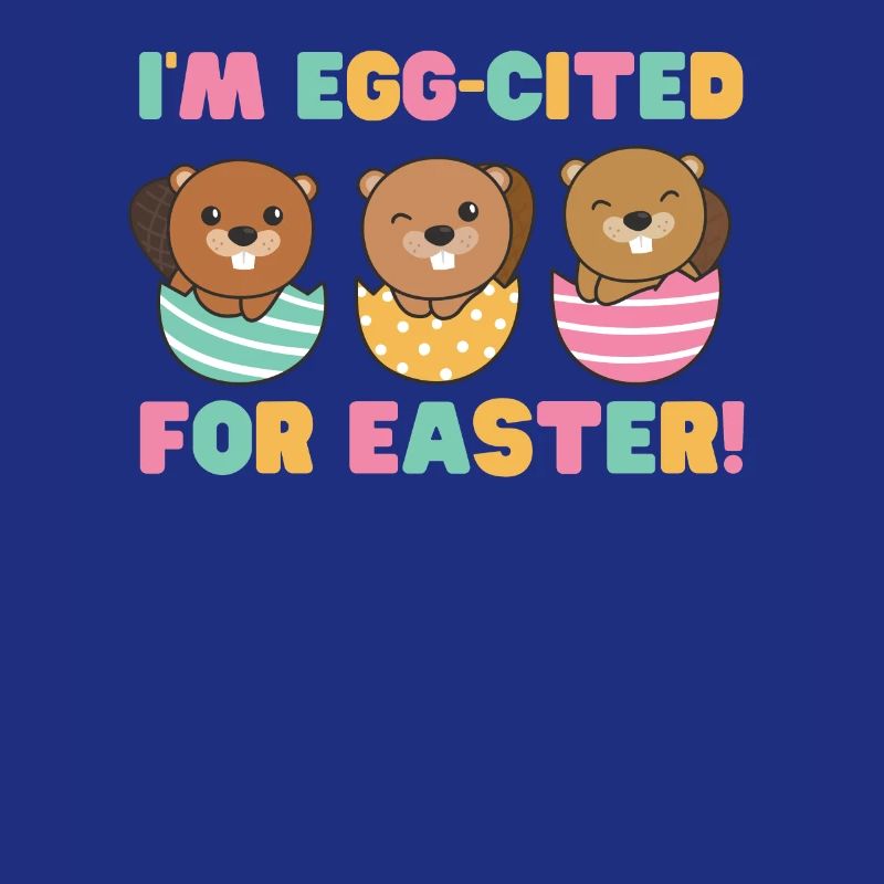 sweet beavers at Easter with Easter eggs beaver