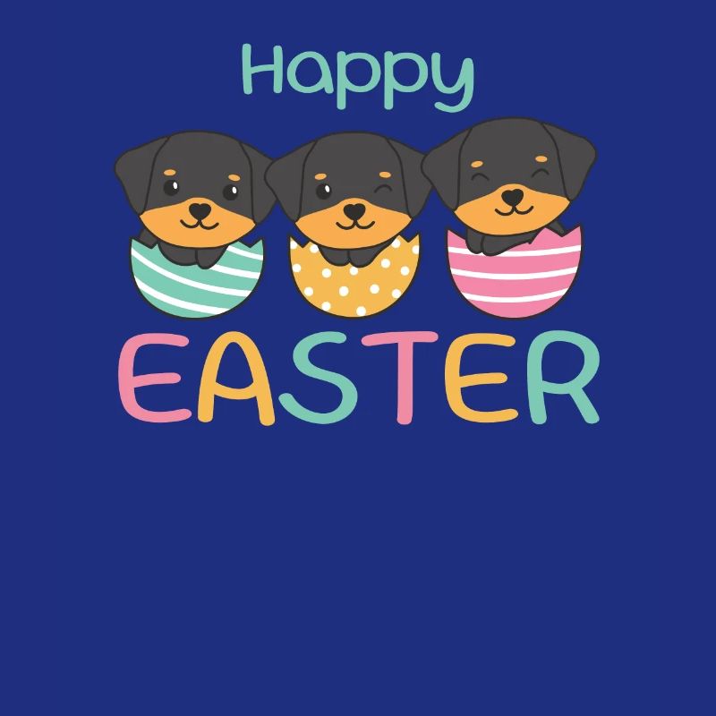 simpatici cani a Pasqua con le uova di Pasqua Rottweiler