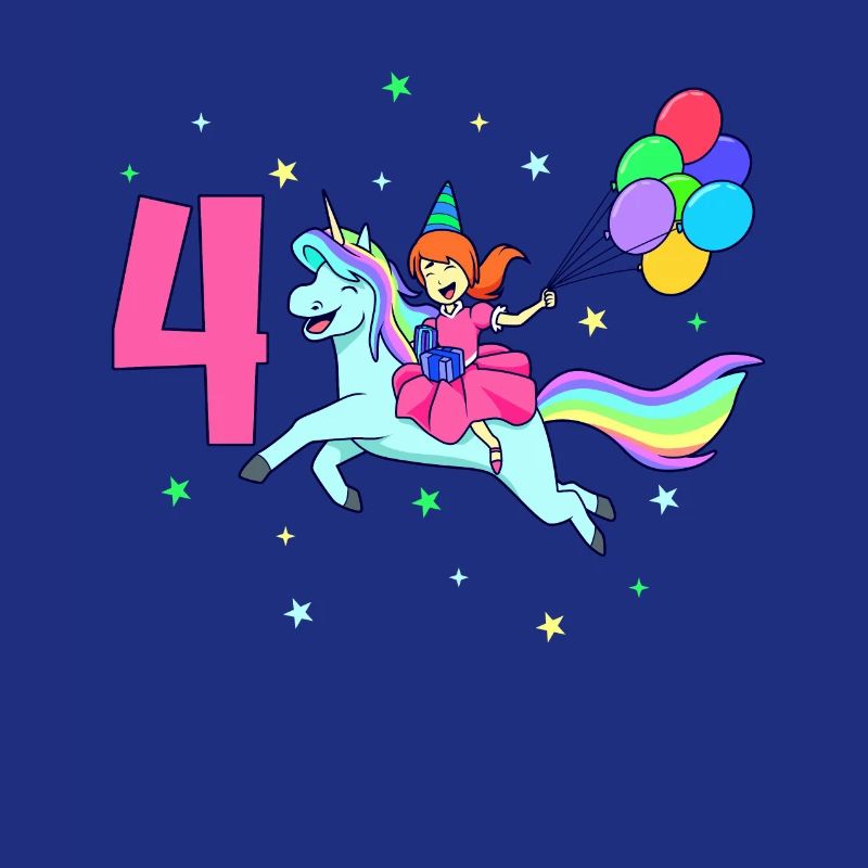 Mit Einhorn - Mädchen Geburtstag 4 Jahre