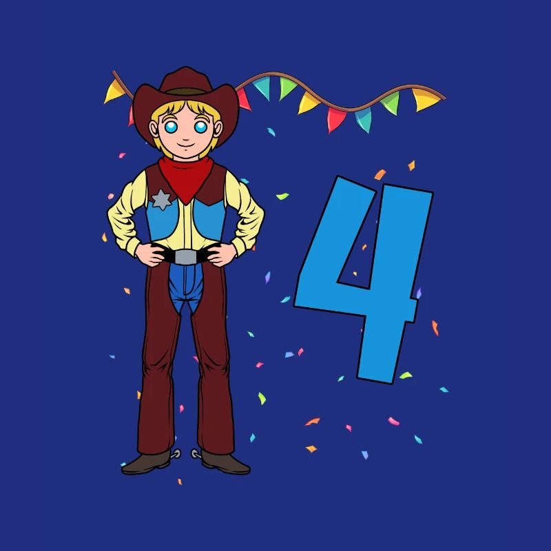 Mit Cowboy - Jungs Geburtstag 4 Jahre