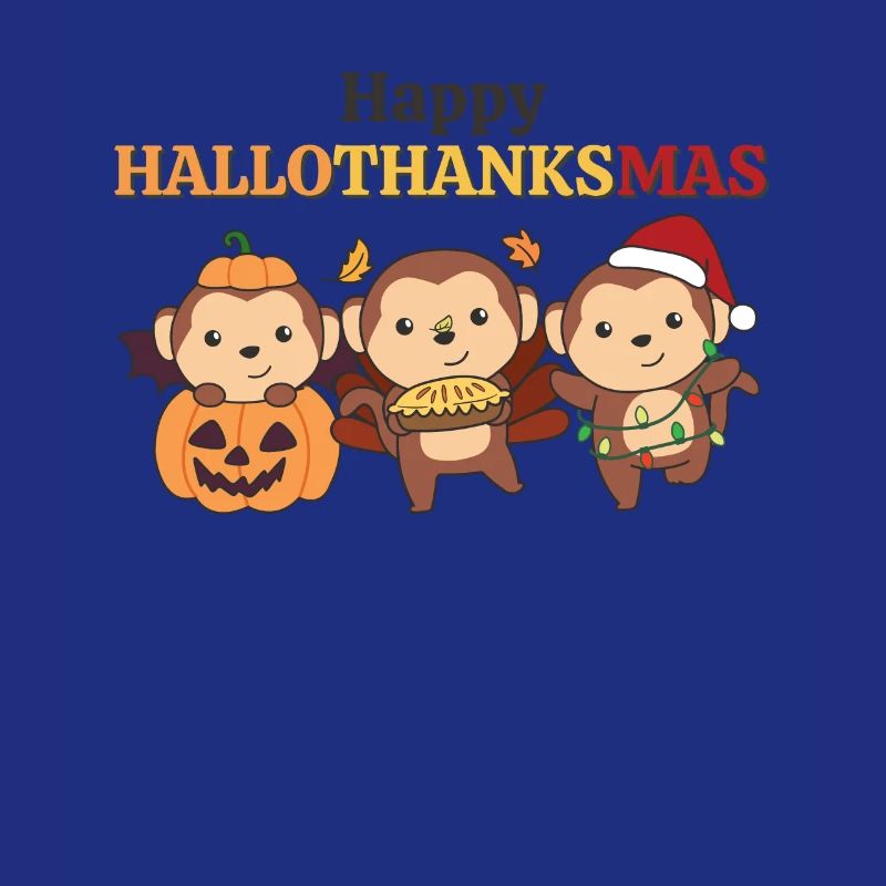 Joyeux Hallothanksmas Singe de Noël Singe