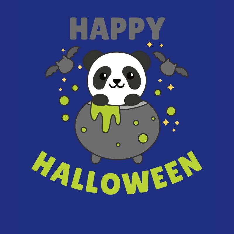 Panda Joyeux Halloween Bâton de Chaudron de Sorcière