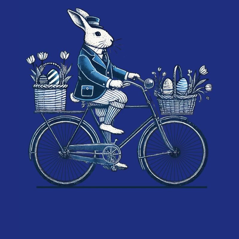 Easter Retro Bunny with Bicycle Design