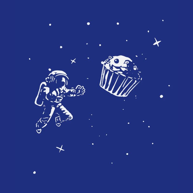 Astronaut schwebt Muffin im Weltall hinterher