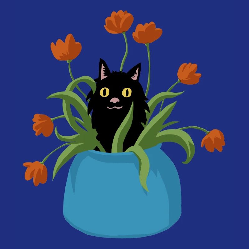 Chat en fleurs