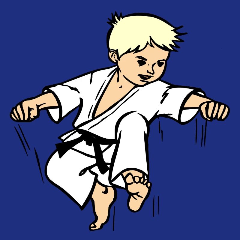 Karatekind oder Judokind mit schwarzem Gürtel