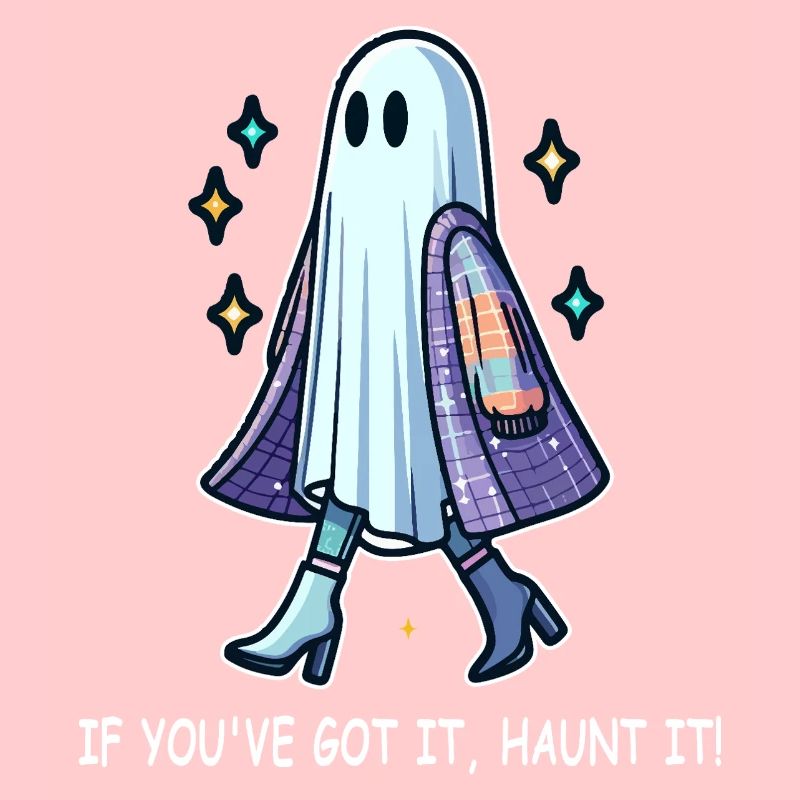 Chic ghost in boots and jacket