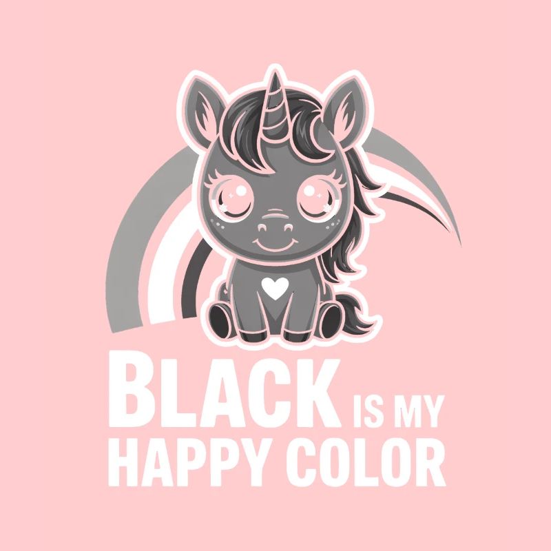 Le noir est ma licorne de couleur joyeuse