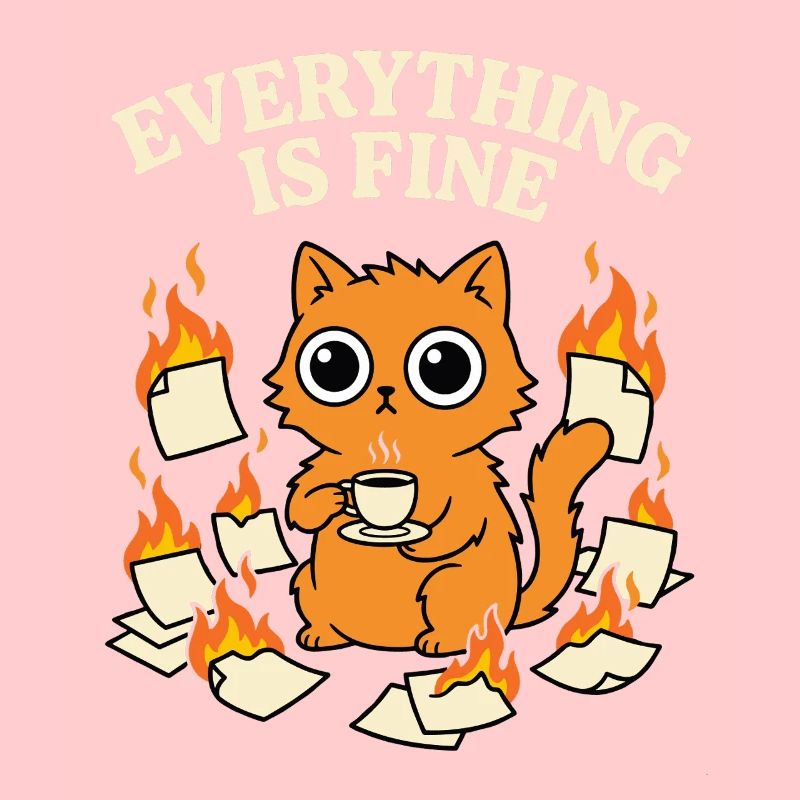Everything Is Fine Coffee Cat Chaos Funny