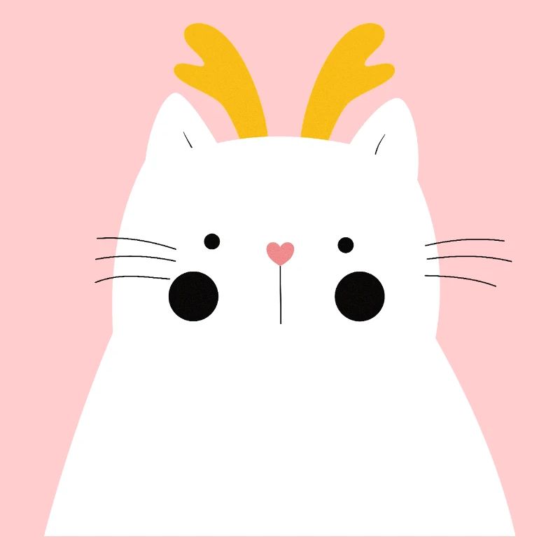 Chat blanc aux bois dorés