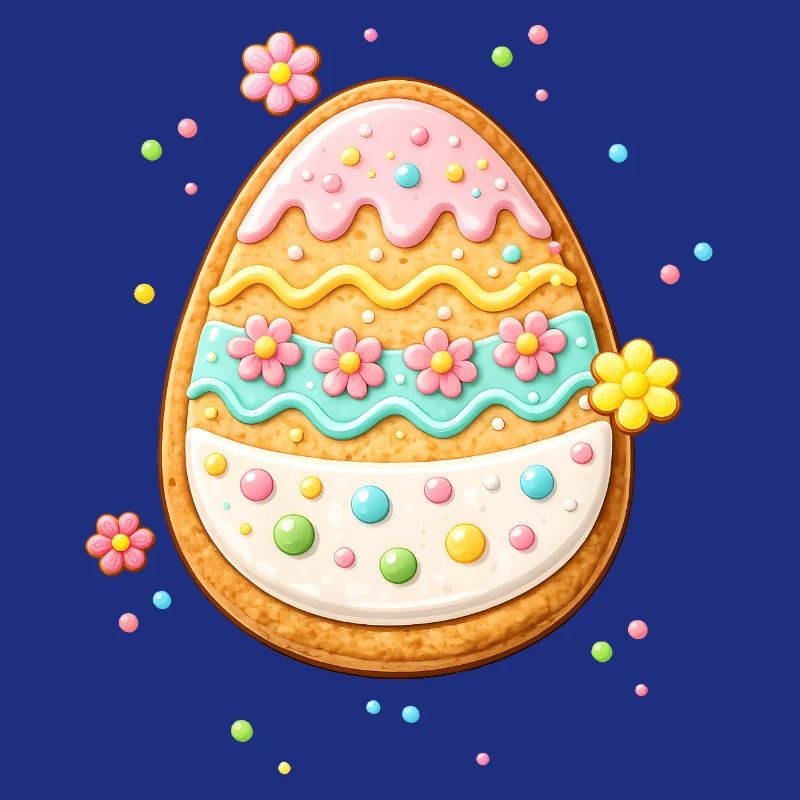 Decorated Easter egg as a cookie with colorful frosting