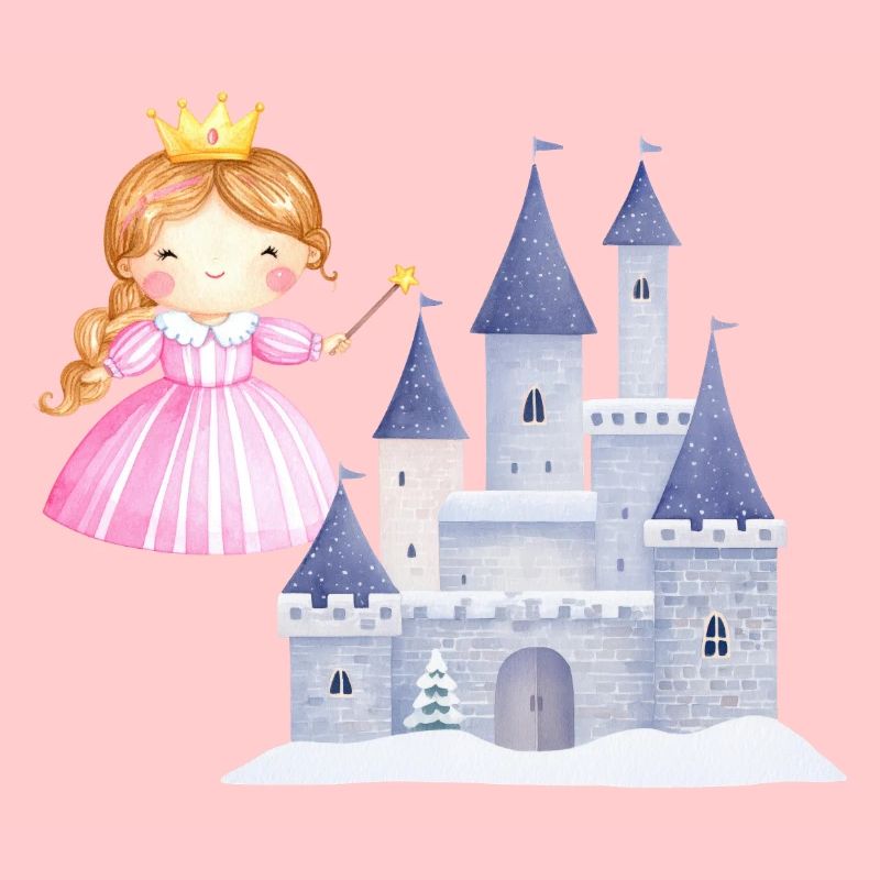 Princesse devant le château de neige