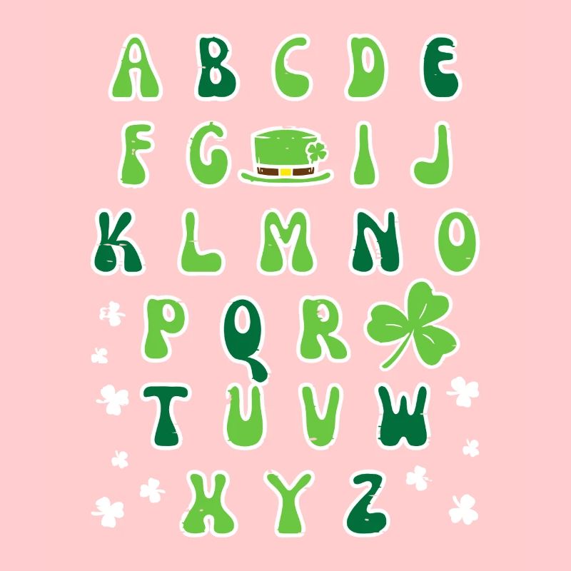 Irisches Alphabet-Kleeblatt-Design