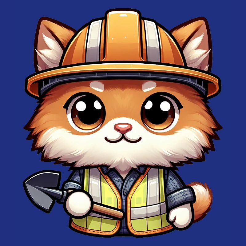 Mignon chat ouvrier de la construction