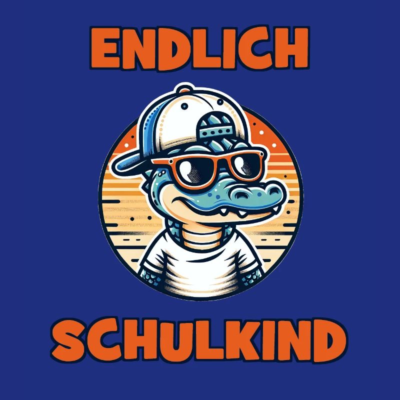 Endlich Schulkind Krokodil mit Basecap