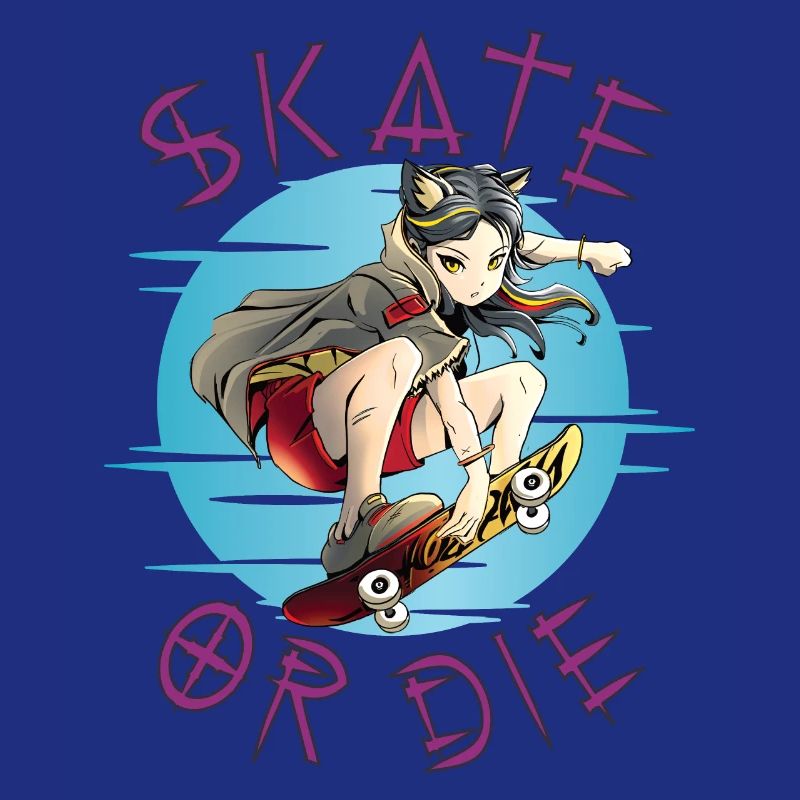 Skate oder stirb Skateboarder Anime Mädchen