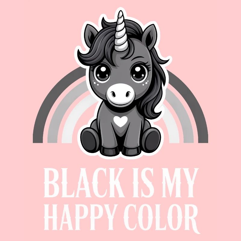 Licorne Noire Joyeuse Couleur