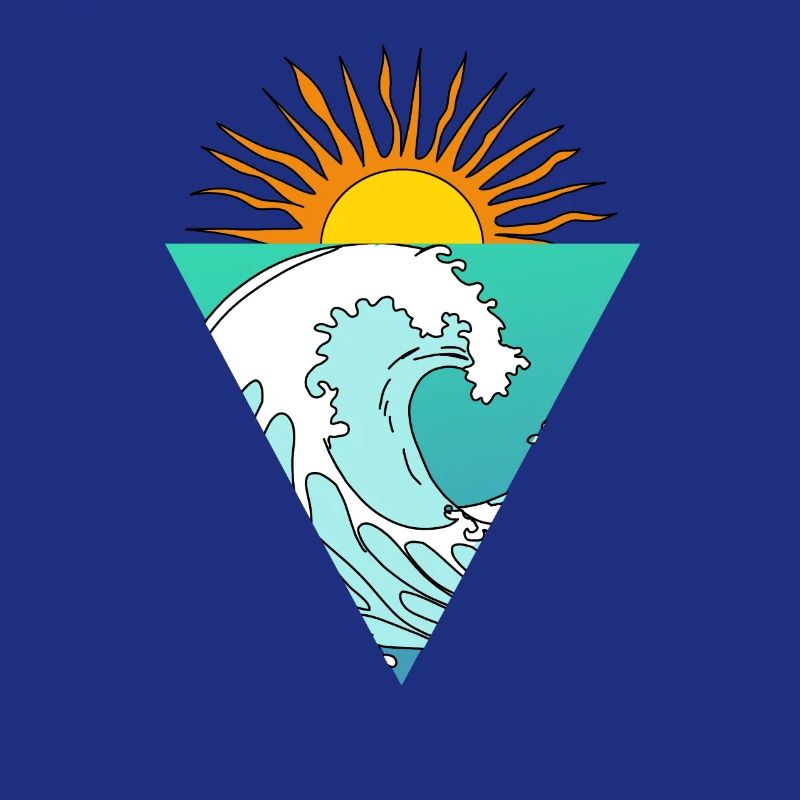 Vague Soleil Mer Triangle Rétro Logo Triangle