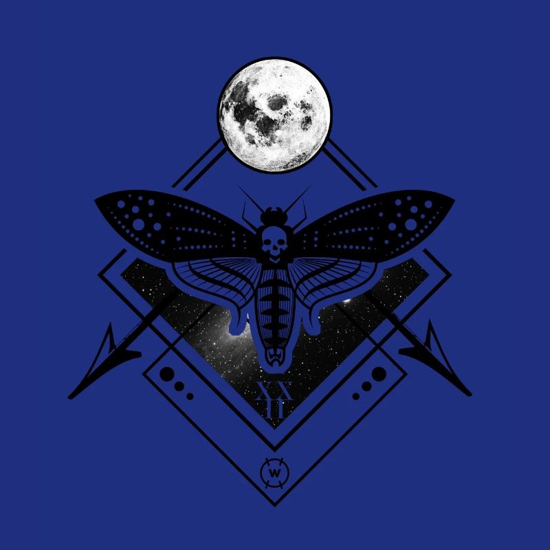Geometric Hawk Moth with Moon
