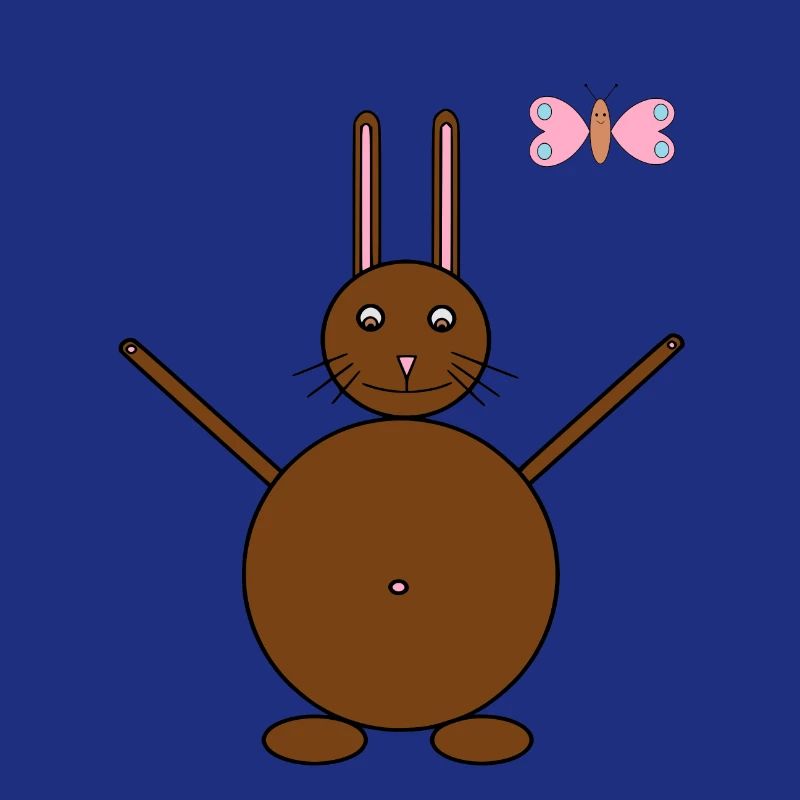 Brown Rabbit & Pink/Blue Butterfly