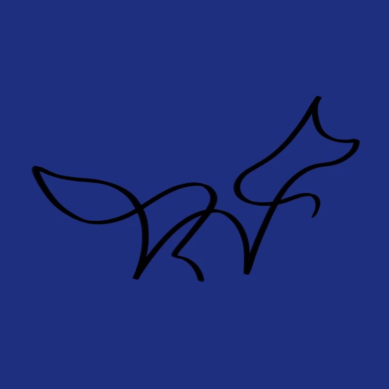 One line fox black