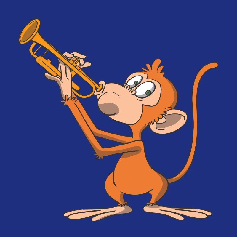 Monkey plays the trumpet