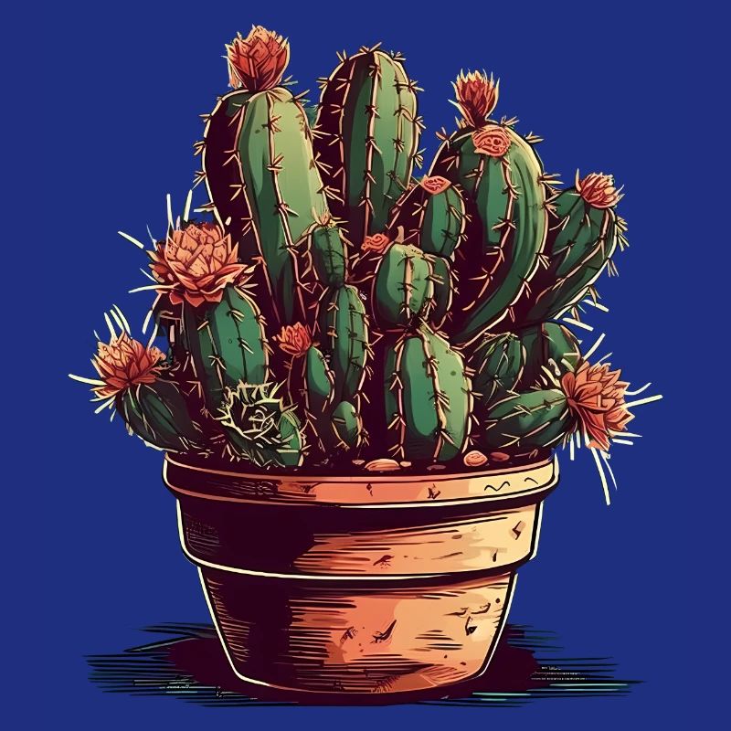 Petit cactus vert dans un pot de fleurs avec des fleurs