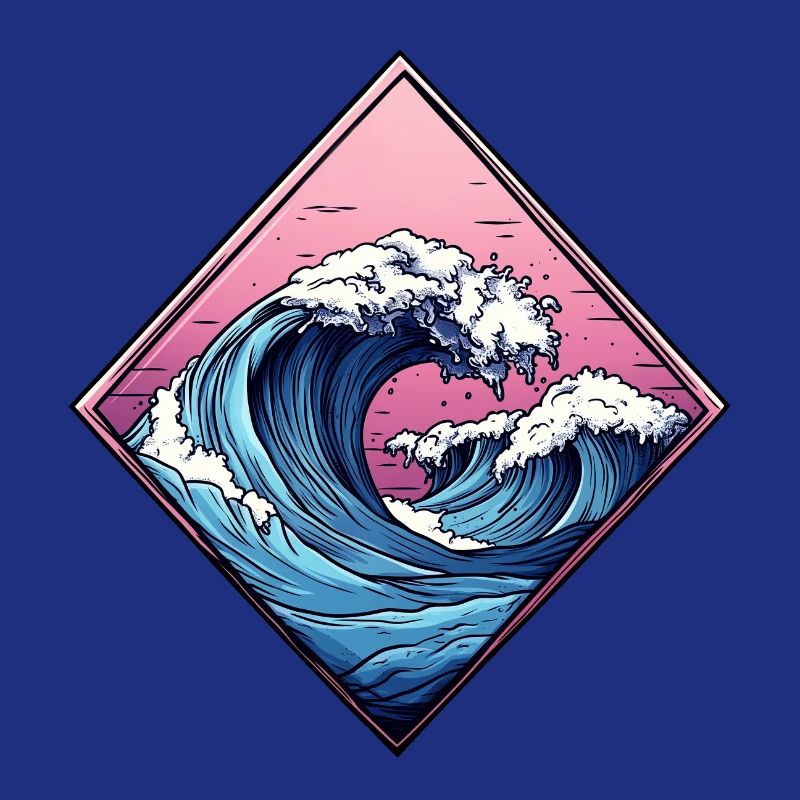 logo vague, forme de losange, dessin océan