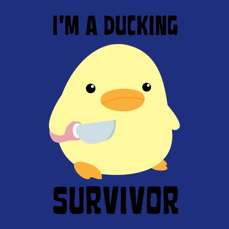 I'm A Ducking Survivor Funny Duck with knife Meme