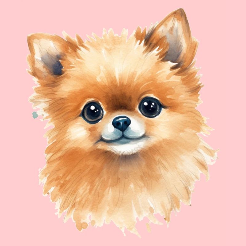 Dessin à l’aquarelle miniature de Spitz