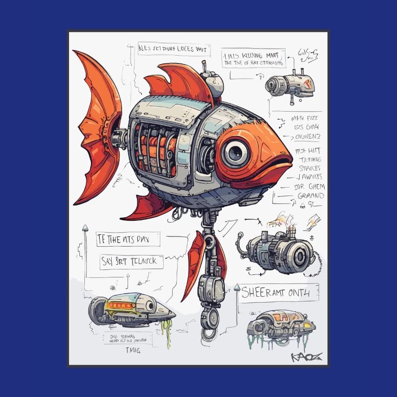 Croquis technique du robot mécanique Fish