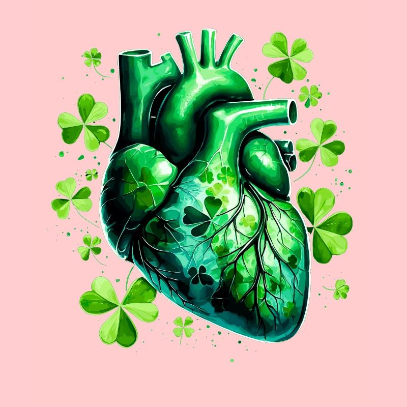 Coeur anatomique avec trèfles