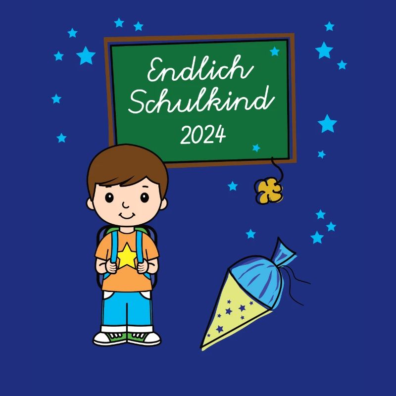 Endlich Schulkind Junge 2024 Einschulung Schule